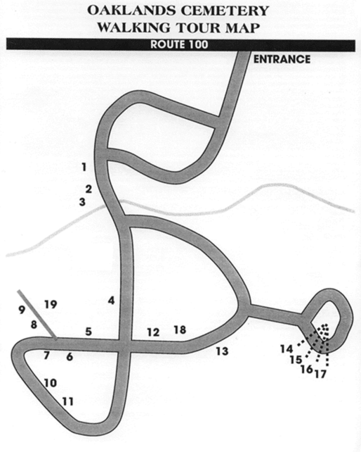 Oaklands Cemetery Walking Tour Map